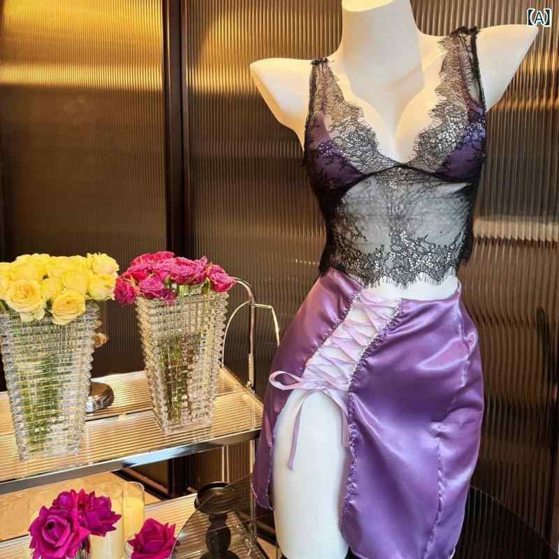 ベビードール セクシーランジェリー レディース キャミソールワンピース レース サ...
