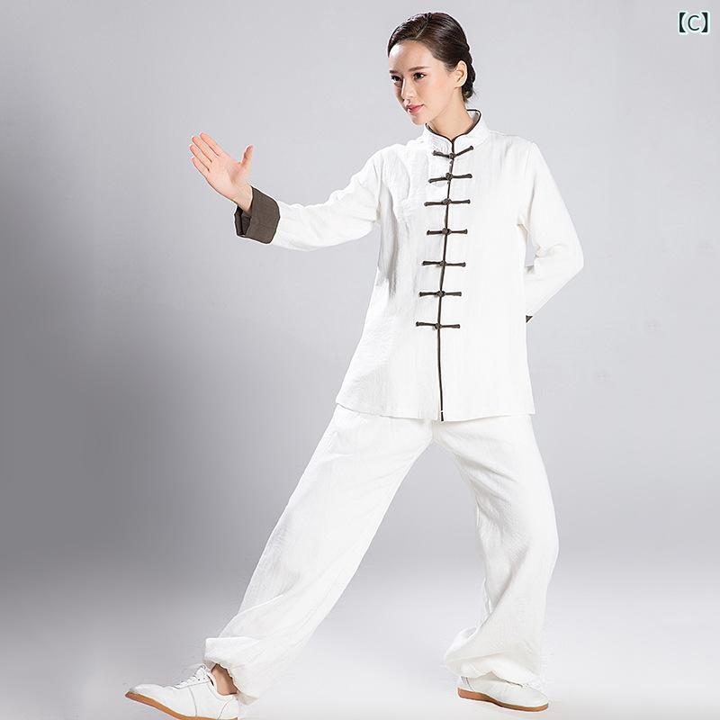 武術服 メンズ レディース 太極拳服 練習着 リネン調 通気性 運動服 演武 トレーニ...