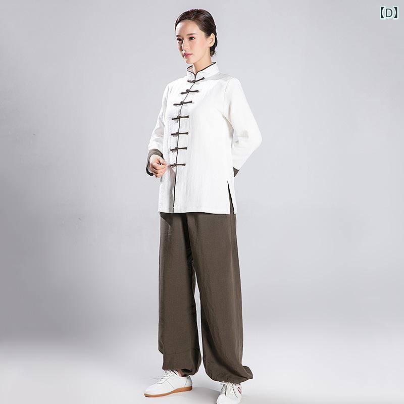 武術服 メンズ レディース 太極拳服 練習着 リネン調 通気性 運動服 演武 トレーニ...