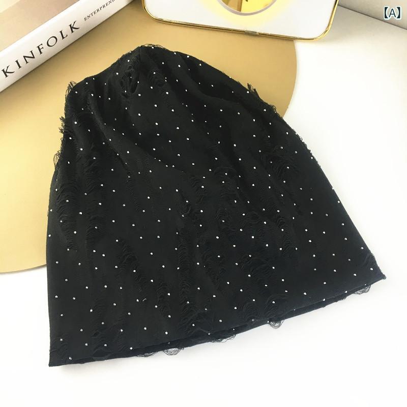 ニット帽 男女兼用 秋冬 ビーニー ダメージ加工 クラッシュ ビジュー付き ルーズ ゆったり 防寒 暖かい おしゃれ カジュアル