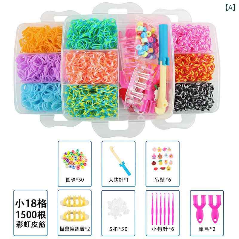 おもちゃ キッズ カラフルゴム 手芸 手作り ブレスレット DIY ハンドメイド 脳トレ 知育玩具 親子ゲーム