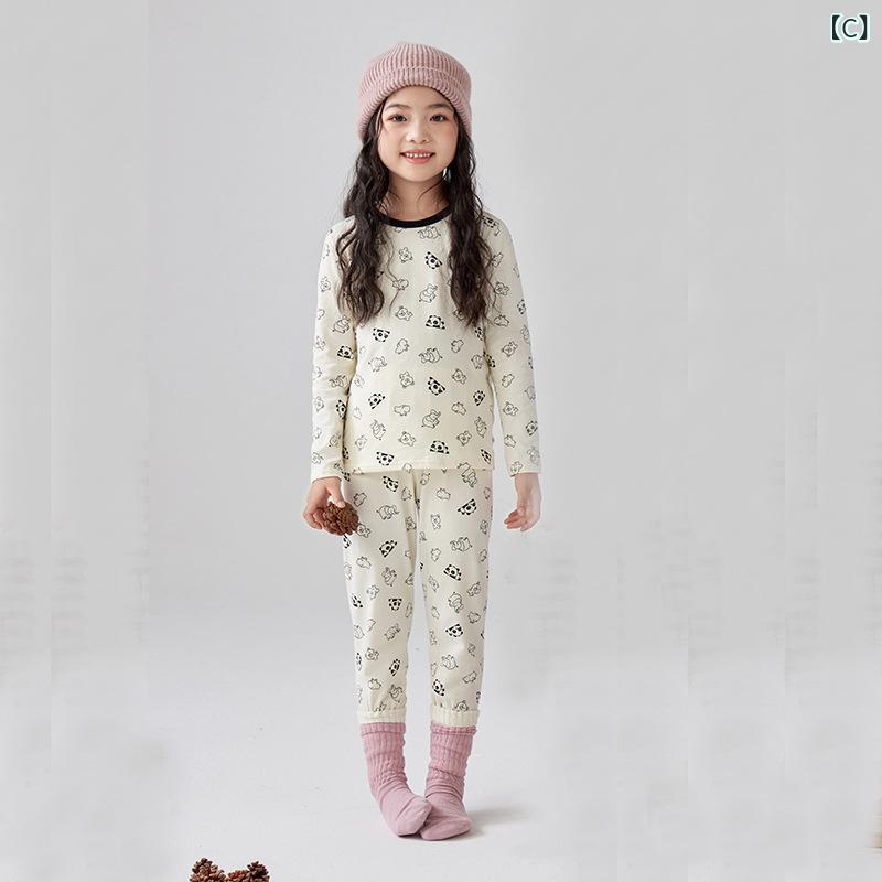 パジャマ キッズ 秋冬 部屋着 ルームウェア コットン 子供服 長袖 無地 ボーダー アニマル 丸首 防寒 暖かい 柔らかい インナー 男の子 女の子 — vista 3