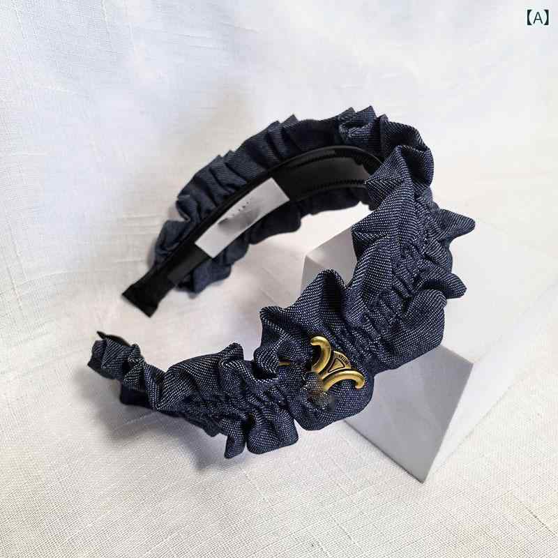 ・カテゴリ: ヘアアクセサリー・素材: 布・加工技術: 手作り・カラー展開: ダークブルー、ライトブルー・デザイン要素: 英文字母・スタイル: レトロ、文芸レトロ・対象: レディース
