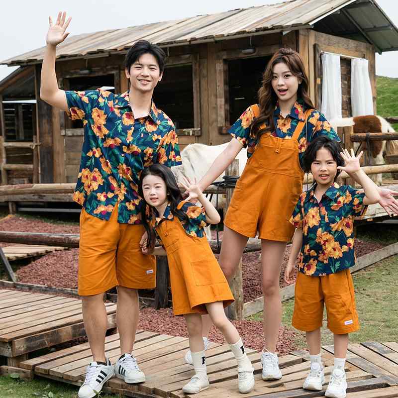 ・カテゴリ: 親子ペア服、セットアップ・対象: ユニセックス・スタイル: 韓国風・柄: ストライプ・厚み: 普通・主な素材: ポリエステル 90%・カラー展開: シャツ、サロペット、ショートパンツ、セット、ワンピース、ショール・サイズ展開: 男童90-160、女童90-160、レディースS-3XL、メンズM-4XL