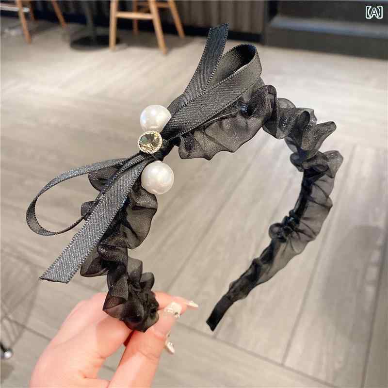 カチューシャ レディース リボン 髪飾り ヘアバンド チュール サテン フレンチ風 シック フォーマル カジュアル 上品 エレガント まとめ髪 黒 ブラック narukimar-11066346 naruki パッケージ画像