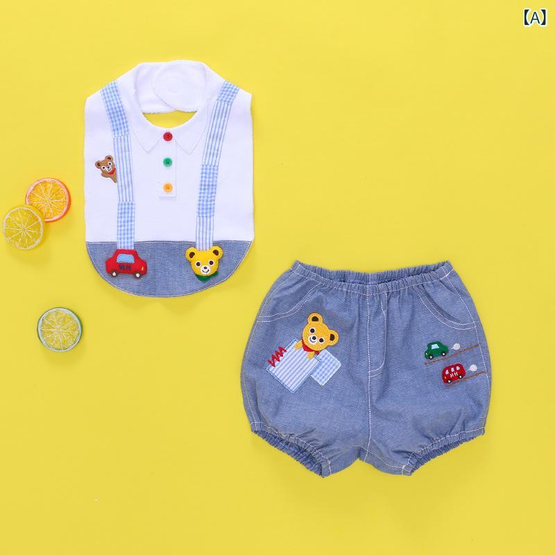 ・カテゴリ: 围嘴/围兜・対象: キッズ、幼児（1〜3歳）・素材: 綿・柄: キャラクター・カラー展開: 男宝小熊S、女宝小兔S、男宝小熊M、女宝小兔M