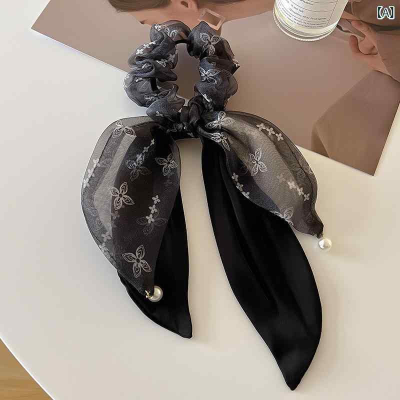 ヘアアクセサリー レディース シュシュ 髪飾り 蝶結び リボン付き ヘアゴム 高級感...