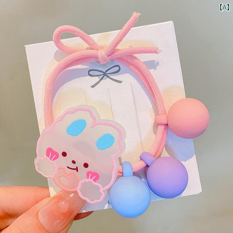 ヘアゴム キッズ 女の子 ヘアアクセサリー 髪留め 髪飾り クマ ウサギ 弾力 かわいい カラフル 幼稚園 保育園 プレゼント