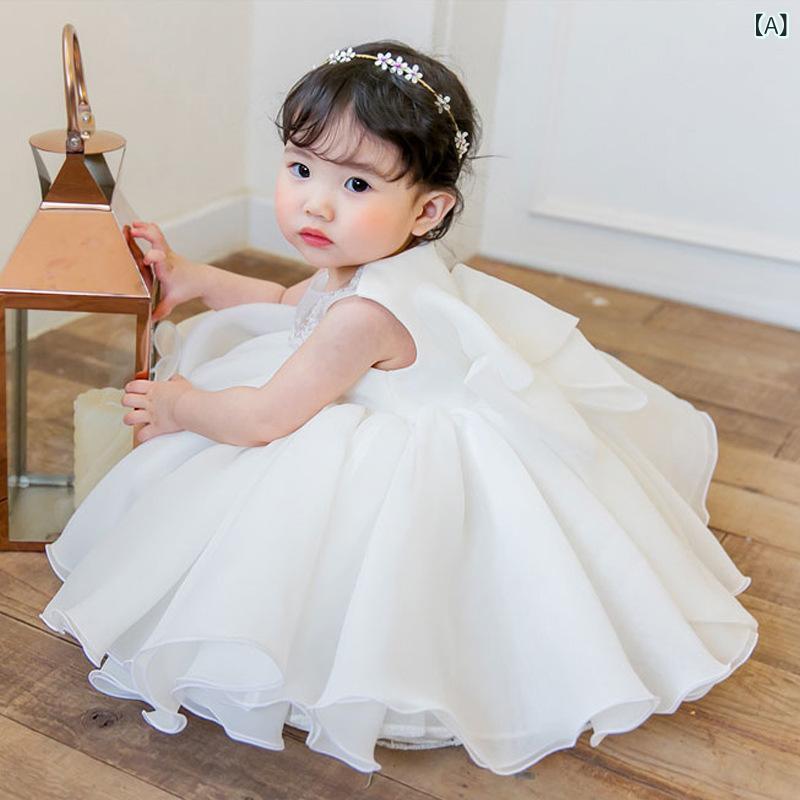 ドレス キッズ 女の子 ジュニア 子供 発表会 結婚式 ベビードレス フォーマル プリンセス ノースリーブ レース チュチュスカート 記念撮影 ピアノ コンクール 七五三 80 90 100 110 120 130 140 ホワイト