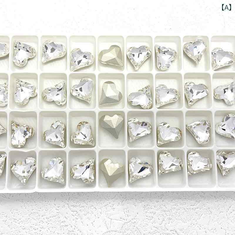 ネイルパーツ レディース 歪みハート 3D 立体 電気メッキ加工 ジルコニア ラインス...
