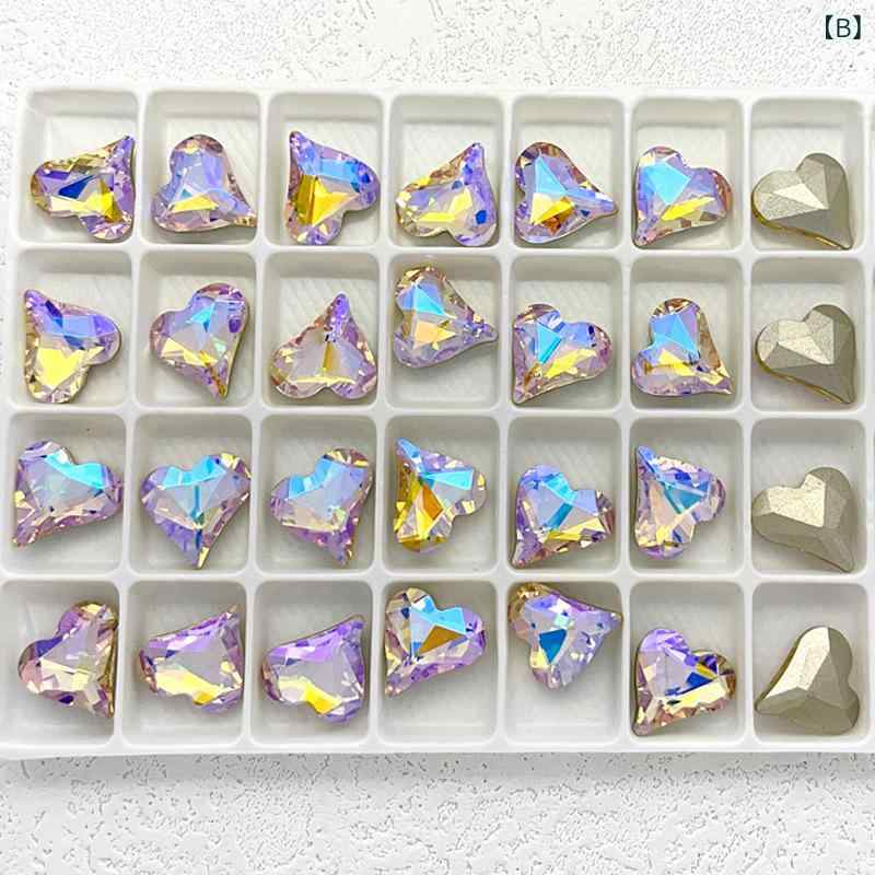 ネイルパーツ レディース 歪みハート 3D 立体 電気メッキ加工 ジルコニア ラインス...