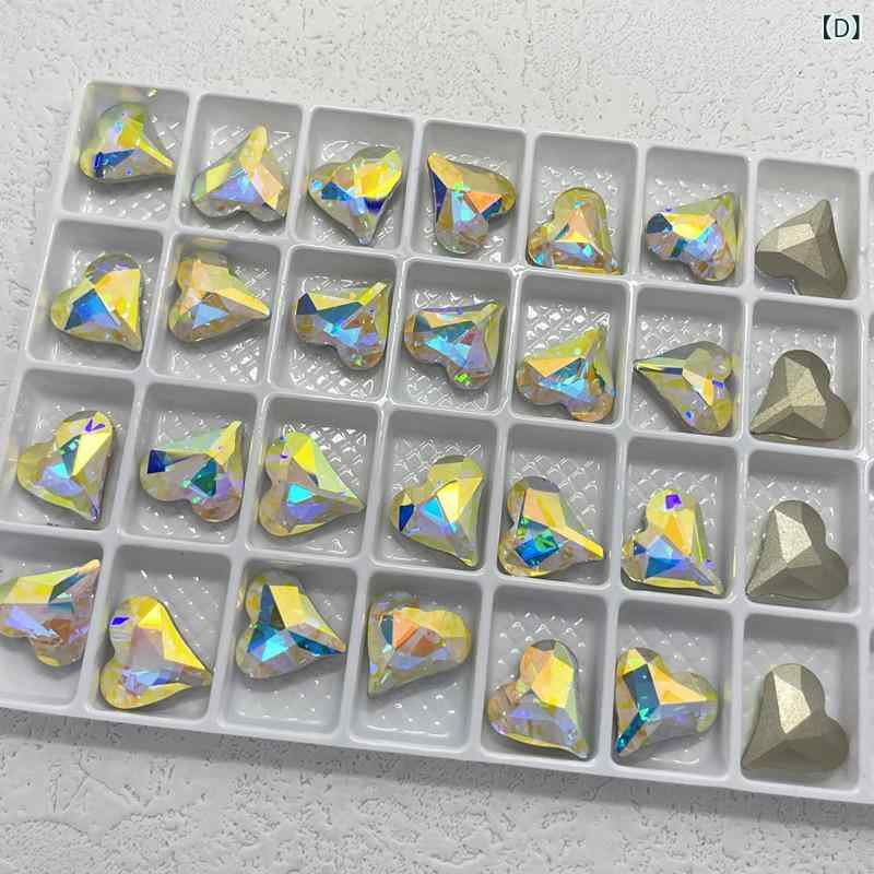 ネイルパーツ レディース 歪みハート 3D 立体 電気メッキ加工 ジルコニア ラインス...