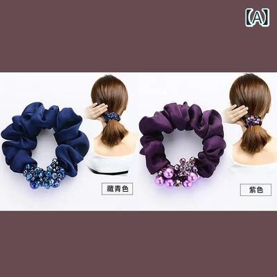 ヘアゴム レディース ヘアアクセサリー 髪留め 髪ゴム 高伸縮 パール付き ビーズ ...
