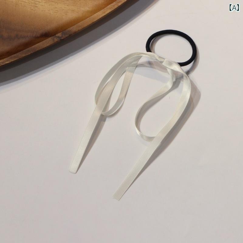 ・カテゴリ: ヘアアクセサリー・主な素材: レース・加工: 手工（ハンドメイド）・カラー展開: アイボリー、パープル、ブルー、レッド、イエロー、ブラック、ワインレッド、ピンク・デザイン: リボン・スタイル: スウィート、フレッシュスウィート・形状: リボンヘアゴム