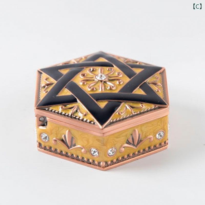 首饰盒 レディース 金属 ヨーロピアン レトロ ジュエリー ボックス 小物入れ 六芒星 指輪 イヤリング アクセサリー 収納 ケース 卓上 コンパクト narukimar-11083048 naruki サンプル画像3