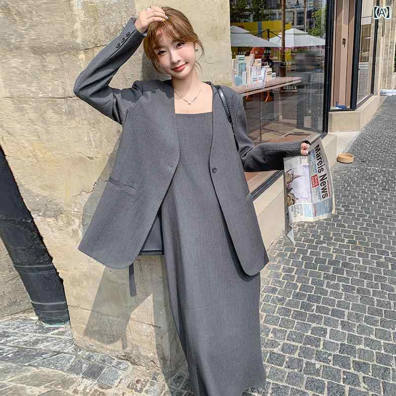 ・柄: 格子柄・パンツ丈: 長ズボン・加工: 高温セット・生地: ポリエステル・主な素材: ポリエステル・カラー展開: グレー・サイズ展開: S、M、L、XL・スタイル: カジュアル・セット内容: パンツスーツ・性別: 女性・袖の種類: レギュラースリーブ・袖丈: 長袖・カテゴリ: カジュアルスーツ