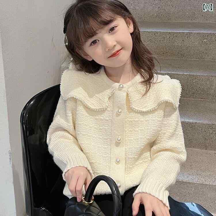 ・カテゴリ: 子供用カーディガン・性別: 女児・スタイル: 韓国風・対象年齢: 中小の子供（3〜8歳、身長100〜140cm）・主な素材: アクリル・主な素材の含有量: 48%・カラー展開: ホワイト・サイズ展開: 100cm、110cm、120cm、130cm、140cm、150cm