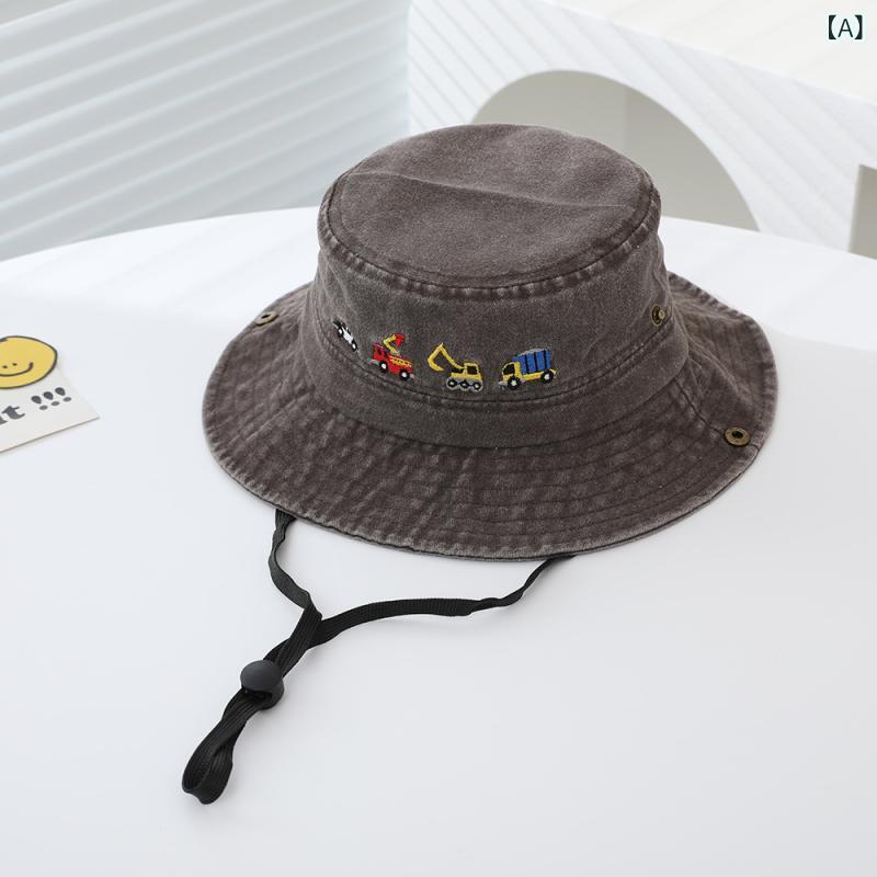 ・カテゴリ: バケットハット・カラー展開: コーヒー、カーキ、ワインレッド、グリーン、ブラックグレー、ダークブルー・サイズ展開: 52cm・つばの形: 広い・クラウンの形: 平ら・機能: 日焼け防止、通気、防風、遮光・スタイル: ストリート、個性、ヒップホップ・対象年齢: 2〜6歳・素材: 水洗綿・処理プロセス: ジャカード