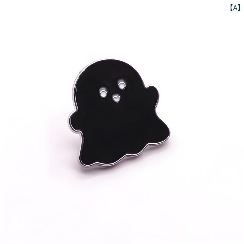 ブローチ 男女兼用 ハロウィン 幽霊 かわいい カバンの飾り バッジ キャラクター おばけ アクセサリー ブラック ホワイト