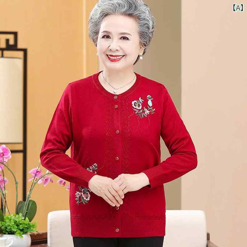 カーディガン レディース ニット 薄手 アウター 春秋 シニア ミニアム 60代 70代 お母さん おばあちゃん 前開き 花柄 羽織り ウール混 ゆったり 普段着 上品 narukimar-11108900 naruki パッケージ画像