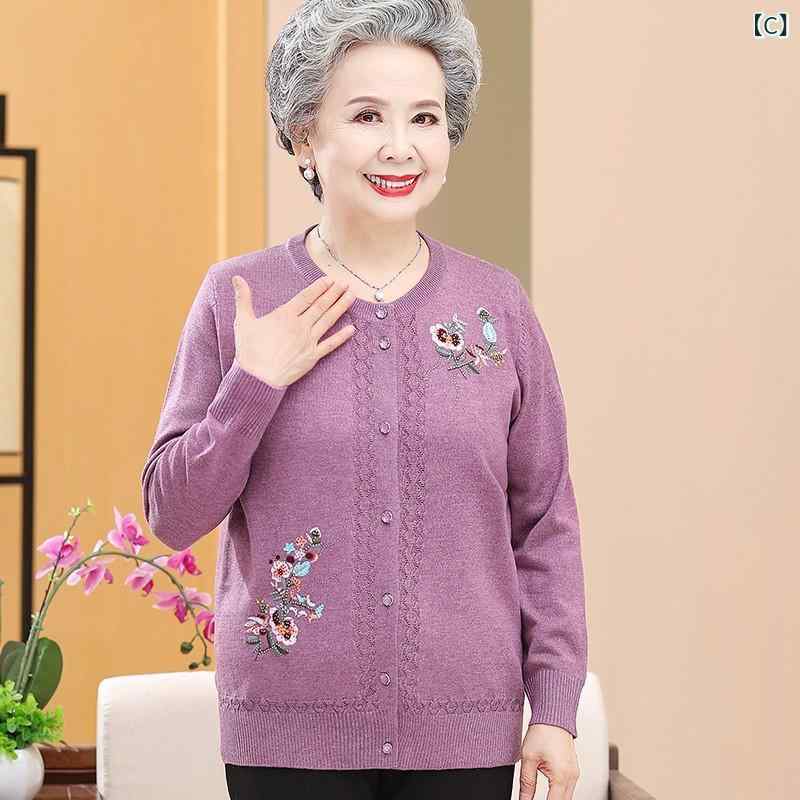 カーディガン レディース ニット 薄手 アウター 春秋 シニア ミニアム 60代 70代 お母さん おばあちゃん 前開き 花柄 羽織り ウール混 ゆったり 普段着 上品 narukimar-11108900 naruki サンプル画像3