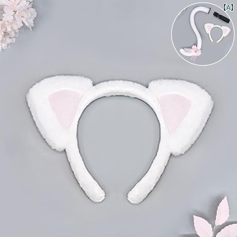 カチューシャ レディース 猫耳 しっぽ セット ふわふわ もこもこ ハンドメイド かわいい ロリータ KC コスプレ 仮装 猫娘 ヘアアクセサリー パーティー イベント ハロウィン