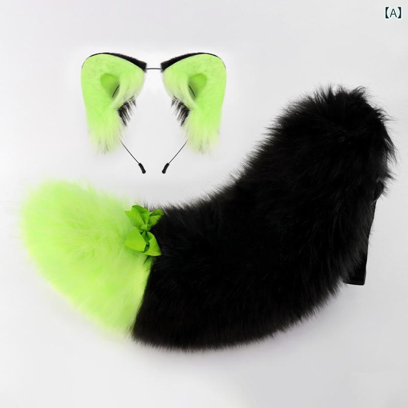 カチューシャ レディース ハロウィン 磁石式 獣耳 尻尾 セット けもみみ ふわふわ もこもこ ロリータ コスプレ 仮装 アニマル 耳 尻尾付き かわいい イベント 撮影会 小物
