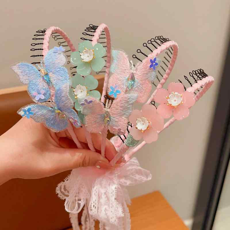 ・カテゴリ: ヘアアクセサリー・処理工程: 業・スタイル: 子ども用、カートゥーン、プリンセス・デザイン: 花、蝶、リボン・対象: 子ども（3～6歳、6～10歳、10歳以上）・カラー展開: ピーチピンク、スイートパープル、フレッシュグリーン、フェアリーピンク、ライトブルー、フェミニン女孩セット