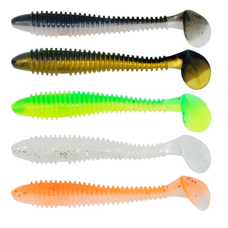 ルアー ワーム ソフトルアーセット Tテール スクリュー リブ オフセットフック 釣り具 疑似餌 魚鉤 バス釣り 海釣り 淡水 シーバス ロックフィッシュ フィッシング narukimar-11135282 naruki パッケージ画像