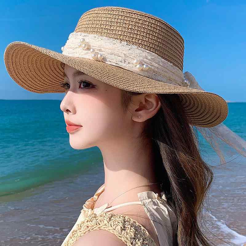 ・カテゴリ: 麦わら帽子・帽子のトップスタイル: 平ら・帽子のつばスタイル: 広つば・カラー展開: カーキ、ホワイト、ベージュ、ピンク・機能: 防紫外線、日よけ・素材: ポリエステル・スタイル: フェミニン、スウィート