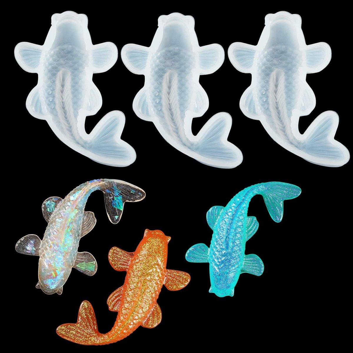 ネックレス ペンダント 鯉 シリコン レジン モールド、鯉 金魚 エポキシ レジン モ...