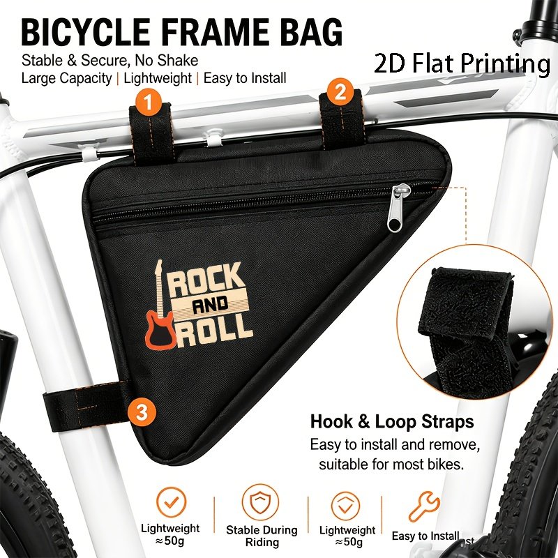 フロントバッグ 自転車 1個 新型 三角バッグ プリント サッカーボールとスピードトレイル柄 マウンテンバイク・ロードバイク用フロントラックパック シングルバイク用 アウトドアサイクリング収納バッグ 2D平面