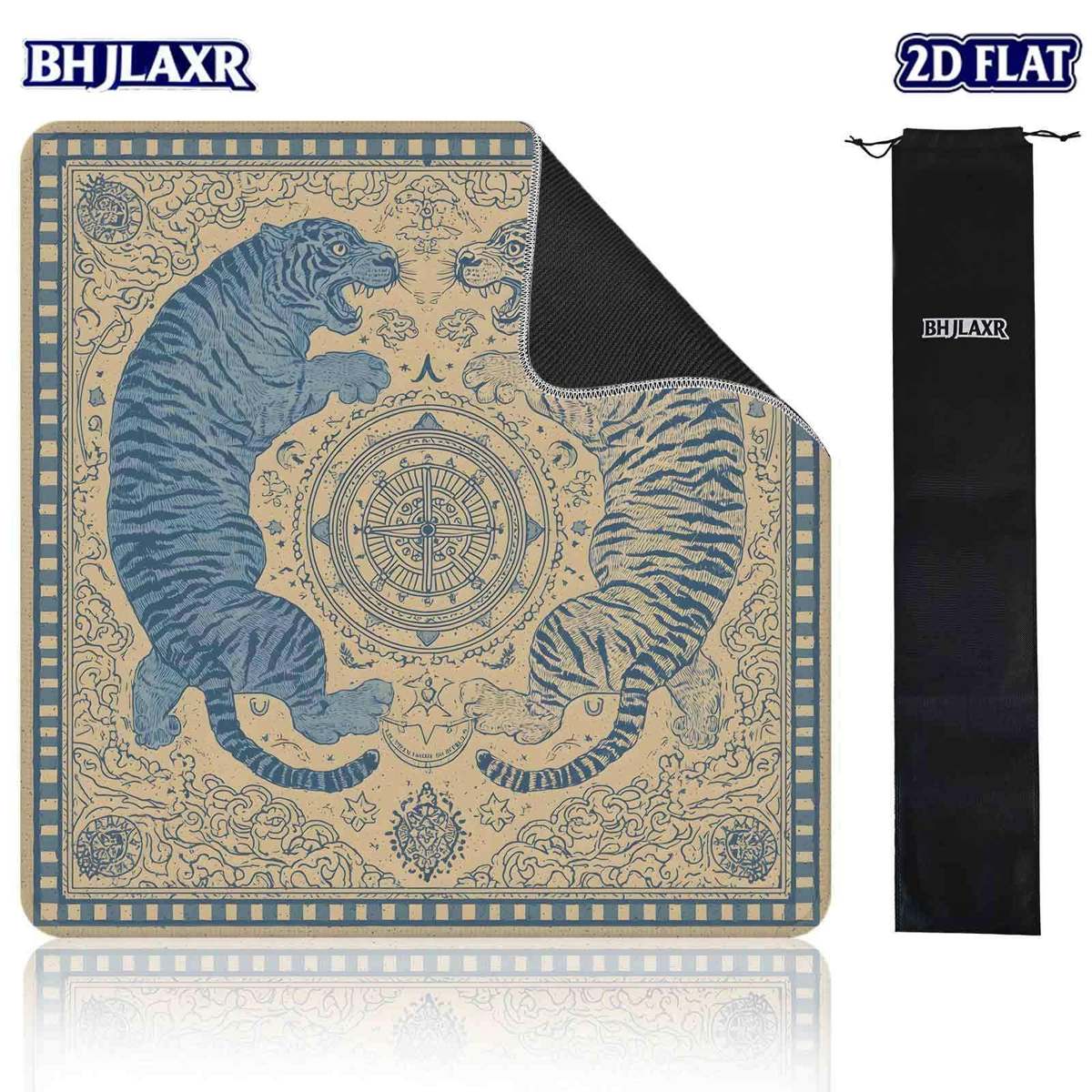 麻雀マット 2Dフラット タイガー柄 オリエンタルスタイル 80.01 X 80.01 cm プレイ...