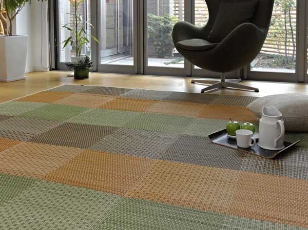 Patterned - 【送料無料】い草アクセントラグ　袋織絣　約210*280（い草ラグ)