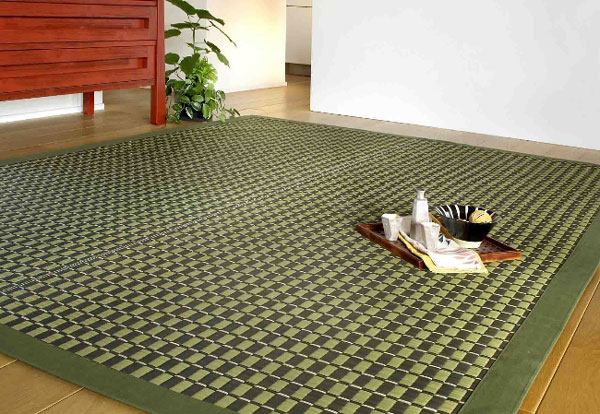 Rakuten - 緑茶染め　い草アクセントラグ　茶染　191*250（い草マット、い草ラグ)