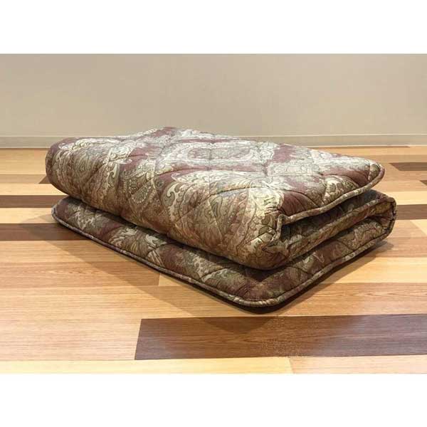 【日本製】ウール混/フィルハーモニィ　軽々3層敷布団 ブラウン系 ダブル（三層 敷き布団 ふとん お布団 寝具）