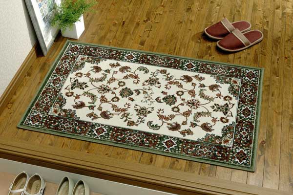 多色織　高級シルクタッチカ−ペット 「更紗」7033マット　60×100cm(玄関マット)