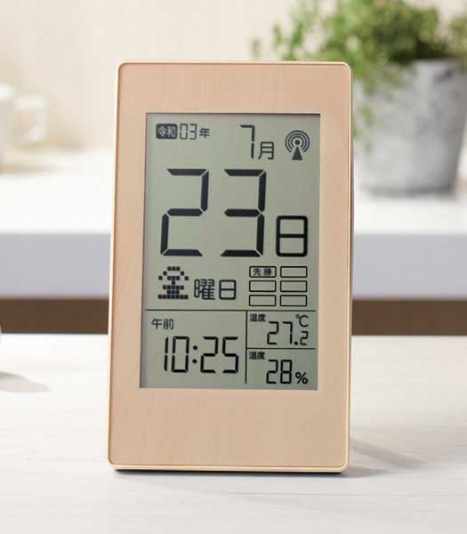 乐天商城 - 電波日めくり掛置時計 (時計 掛け時計 置時計 電波時計 温湿度計付 カレンダー 温度 シンプル アラーム機能)