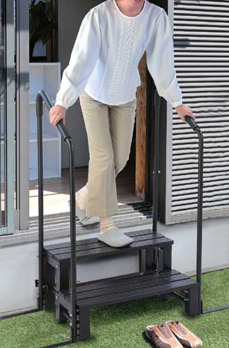 両手すり付きアルミステップII (踏み台 手すり付き 昇り降り 丈夫 昇降 足場 お年寄り 転倒防止)