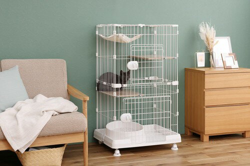 ミニキャットケージ　ハンモック付き（291145）（ペットケージ ケージ ペットサークル ペット サークル..