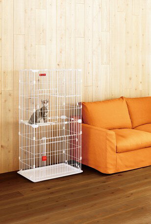 【ペット用品　ケージ・サークル】スリムキャットケージ　2段　PSCC-752 ホワイト(猫 ケージ ペット用..