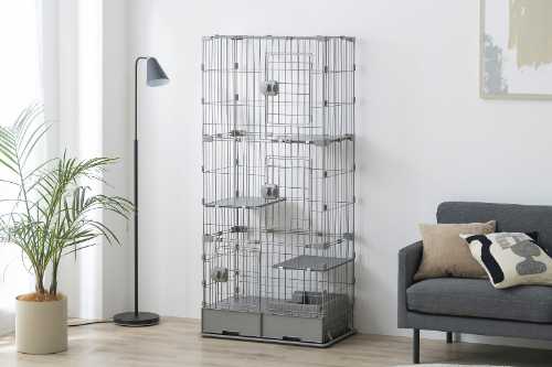 Cages - トイレ付スリムキャットケージ PTC-753（ペットケージ ケージ ペットサークル ペット サークル 猫 室内用 柵 留守番 室内サークル 小さめ コンパクト アイリスオーヤマ）
