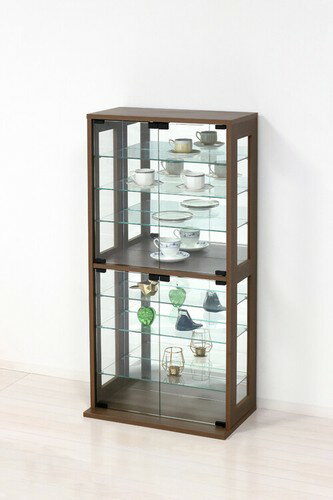 コレクションケース（ウォールナット）（27062）（コレクションラック コレクションボード ガラス ショーケース 棚 ラック ガラス ケース フィギュア ケース ミラー 見せる）