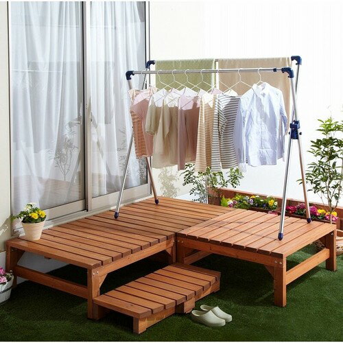 極厚天板ウッドテラス　90cmサイズ　TAN-750-90（ウッドテラス 90 天然木 ※90cm単品 縁台 濡れ縁 ステ..