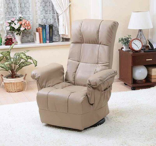 ポケットコイル入り回転リクライニングチェア TAN-200（椅子 リクライニングイス リラックスチェア パーソナルチェアー 高座椅子 回転高座椅子 肘付き 一人用 折りたたみ 収納付 疲れにくい 高齢者 お年寄り シニア 介護 おしゃれ 実用的 花以外 母の日 父の日 ギフト） narukiya-10010352 ナルキ屋 サンプル画像2