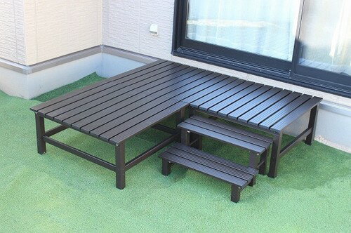 Rakuten - アルミデッキ縁台 デッキ 大 単品（TAN-927-180）約幅177×奥行90×高さ42cm（縁台 濡れ縁 キット ステップ フェンス 階段 おしゃれ DIY 庭 ガーデニング カフェ風 デッキ エクステリア 縁側 ガーデンテラス）