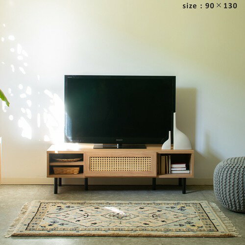 Character Pattern - お部屋が明るくなる天然素材のトライバル風ラグ＜FLOWER＞90×130cm (ラグマット マット 上質 おしゃれ ウール 手織り ボリューム なめらか 肌触り 玄関用 北欧 新生活 インテリア カーペット 絨毯)