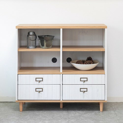 Rakuten - 素朴で可愛いフレンチカントリー調シリーズ◆90キャビネット　コロネ（家具 ファニチャー リビング チェスト キャビネット リビングボード サイドボード 棚 新生活 おしゃれ）