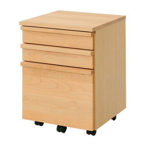 天然木素材の万能学習デスク＜デスクワゴン トライ-A/kiduku＞42ワゴン（書類収納 キャスター付き おしゃれ ナチュラル モダン サイドワゴン 引き出し オフィス 収納 デスク下ワゴン 大容量 ファイルワゴン 3段 ヴィンテージ デスクキャビネット デスクチェスト 高級感)