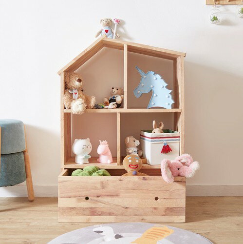 天然木をふんだんに使ったナチュラルシリーズ <組立家具/NATURAL SIGNATURE ハウスシェルフ>(ラック 本棚 収納家具 インテリア 子供 キッズ 絵本ラック おもちゃ収納 絵本棚 収納ラック 収納ボックス 収納棚 子供用シェルフ 木製 大容量 入学 入園 出産祝い) [2]